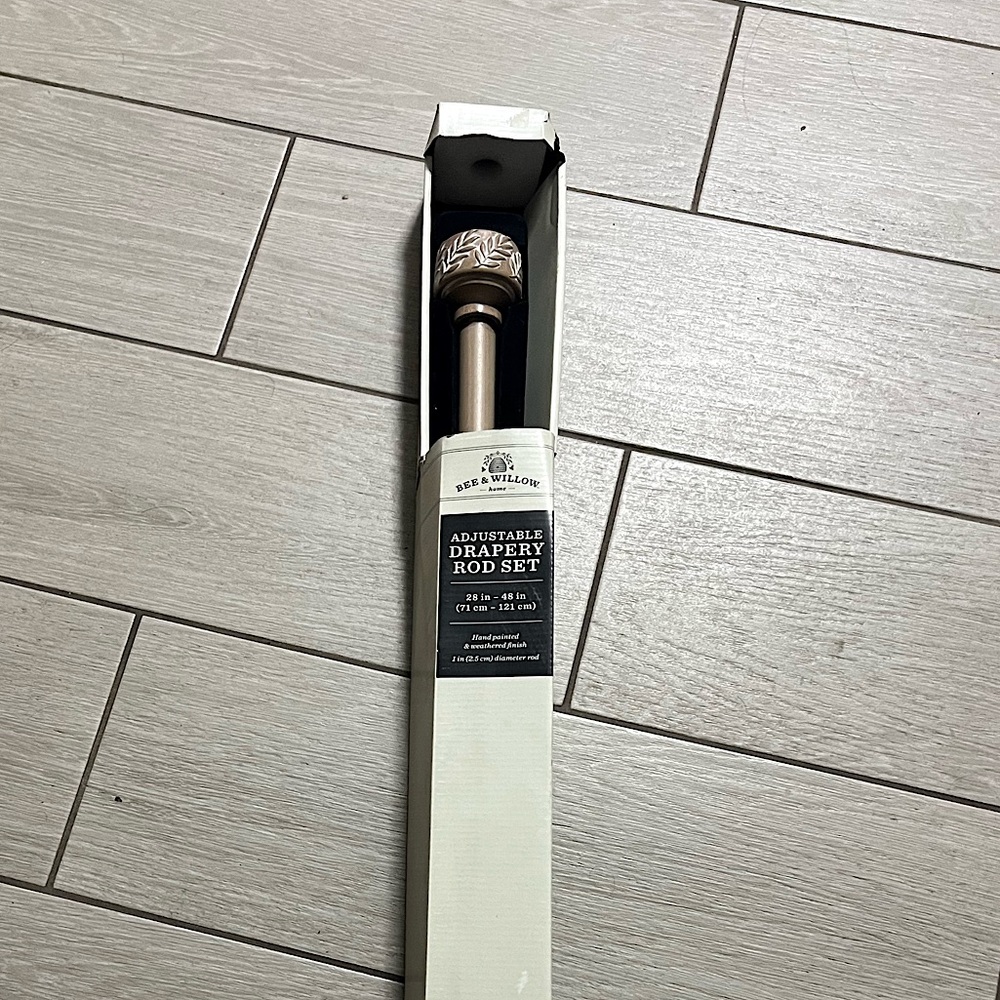 Bee & Willow Drapery Adjustable 28-48 Inch Window Curtain Rod in Weathered Oak